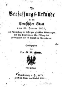 cover of the book Die Verfassungs-Urkunde für den Preußischen Staat vom 31. Januar 1850
