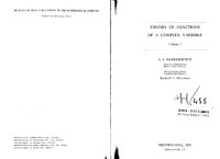 cover of the book Theory of Functions of a Complex Variable Volume 1