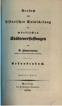 cover of the book Versuch einer historischen Entwicklung der märkischen Städteverfassungen