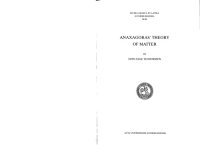 cover of the book Anaxagoras' Theory of Matter (Studia Graeca Et Latina Gothoburgensia)