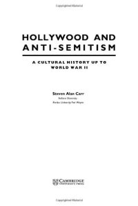 cover of the book Hollywood and Anti-Semitism: A Cultural History up to World War II