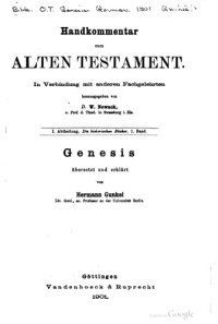 cover of the book Genesis ubersetzt und erklart (Handkommentar zum Alten Testament. Hrsg. von W. Nowack)