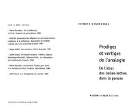 cover of the book Prodiges et vertiges de l'analogie