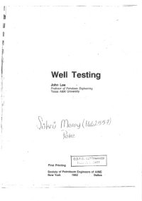 cover of the book Well Testing (SPE textbook series)