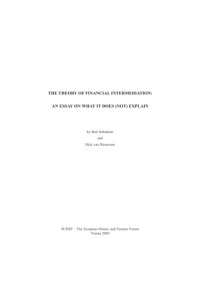 cover of the book The Theory of Financial Intermediation: An Essay On what It Does (Not) Explain