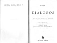 cover of the book Platon - Dialogos I: Apologia, Criton, Eutifron, Lisis, Carmides, Hipias menor, Hipias mayor, Laques, Protagoras (Biblioteca clasica Gredos) (Spanish Edition)