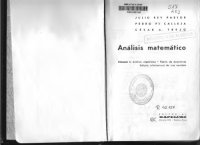 cover of the book Analisis Matematico Volumen I (Spanish Version) Analisis Algebraico. Teoria De Ecuaciones. Calculo Infinitesimal De Una Variable.