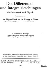 cover of the book Die Differential und IntegralGleichungen der Mechanik und Physik. volume 1, Second Edition