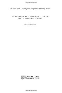 cover of the book Languages and Communities in Early Modern Europe (The Wiles Lectures)