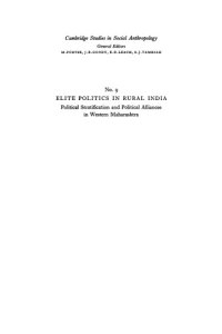 cover of the book Elite Politics in Rural India: Political Stratification and Political Alliances in Western Maharashtra