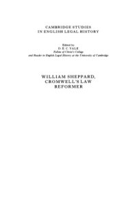 cover of the book William Sheppard, Cromwell’s Law Reformer