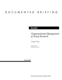 cover of the book Organizational Management of Army Research