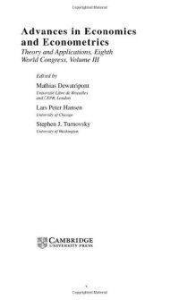 cover of the book Advances in Economics and Econometrics: Theory and Applications, Eighth World Congress, Volume III (Econometric Society Monographs)