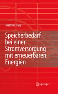 cover of the book Speicherbedarf bei einer Stromversorgung mit erneuerbaren Energien