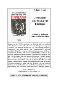 cover of the book Gebrauchsanweisung fur Finnland