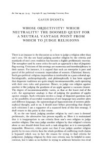 cover of the book Whose Objectivity? Which Neutrality? The Doomed Quest for a Neutral Vantage Point from which to Judge Religions