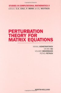 cover of the book Perturbation Theory for Matrix Equations