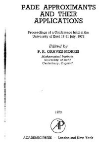 cover of the book Pade approximants and their applications Proc Kent