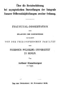 cover of the book Restabschaetzung bei asymptotischen Darstellungen der Integrale lin.D.Gl. 2er Ordnung