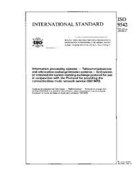 cover of the book ISO 9542:1988, Information processing systems - Telecommunications and information exchange between systems - End system to Intermediate system routeing ... for providing the connectionless-mode network service