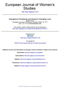 cover of the book Evangelical Christianity and Women's Changing Lives (article)