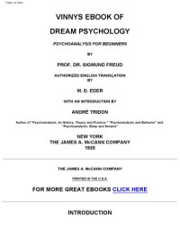 cover of the book Dream Psychology: Psychoanalysis for Beginners