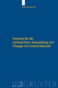 cover of the book Normen für die rechtssichere Anwendung von Change-of-Control-Klauseln