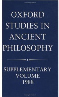 cover of the book Oxford Studies in Ancient Philosophy: Supplementary Volume 1988