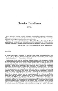 cover of the book Chronica Tertullianea et Cyprianea 1975-1999