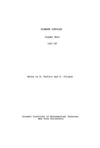 cover of the book Riemann surfaces: Lectures  given at the Institute of Mathematical Sciences, New York University  1957-1958