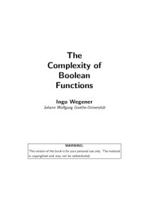 cover of the book The Complexity of Boolean Functions (Wiley-Teubner series in computer science)