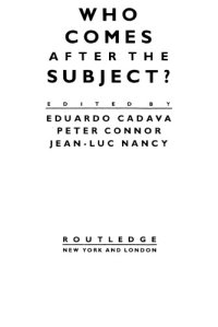 cover of the book Who Comes After the Subject?