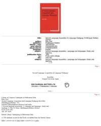 cover of the book Second Language Acquisition and Language Pedagogy (Multilingual Matters)