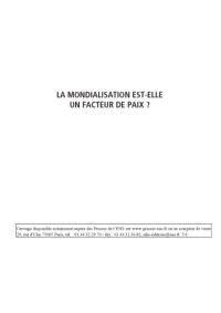 cover of the book La mondialisation est-elle un facteur de paix ?