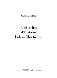 cover of the book Recherches d'histoire judéo-chrétienne (Études juives VI)