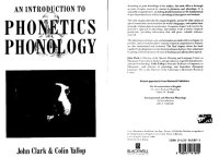 cover of the book An Introduction to Phonetics and Phonology