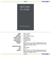 cover of the book History in Ovid (Oxford University Press Academic Monograph Reprints)