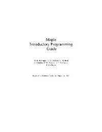 cover of the book Maple Introductory Programming Guide