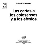 cover of the book Las Cartas a los Colosenses y a los Efesios