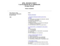 cover of the book Apel, Ricoeur, Rorty y la filosofia de la liberacion (con respuestas de Karl-Otto Apel y Paul Ricoeur)