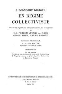 cover of the book L'Économie dirigée en régime collectiviste : études critiques sur les possibilités du socialisme