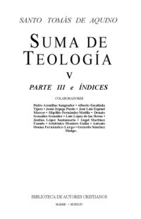 cover of the book Suma de teologia; TOMO 5: Parte III e Índices