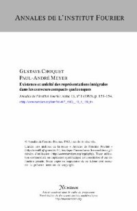 cover of the book Existence et unicite des representations integrales dans les convexes compacts quelconques