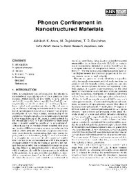 cover of the book Phonon Confinement in Nanostructured Materials