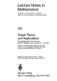 cover of the book Graph theory and applications. Proceedings of the Conference at Western Michigan University, May 10-13, 1972