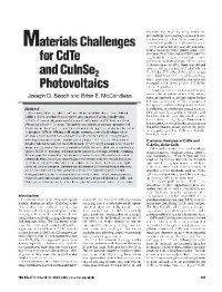 cover of the book Materials Challenges for CdTe and CuInSe2 Photovoltaics