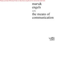 cover of the book Marx and Engels on the Means of Communication: A Selection of Texts. Ed by Y. De LA Haye