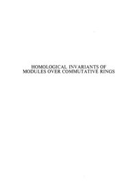 cover of the book Homological invariants of modules over commutative rings (Seminaire de mathematiques superieures)