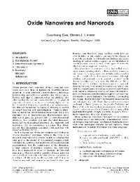 cover of the book Oxide Nanowires and Nanorods