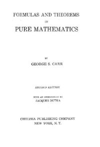 cover of the book Formulas and Theorems in Pure Mathematics